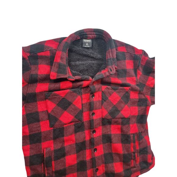 Lowes Premium Flannel Shirt XL Sherpa Jacket Lumberjack Shacket Cozy Work Hiking - Picture 7 of 11